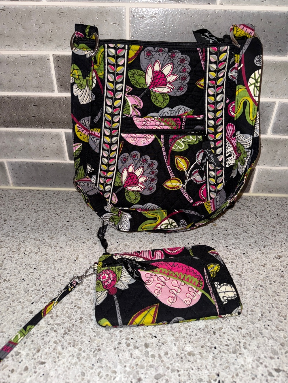 Vera Bradley Hipster and Wristlet in Moon Blooms. Like New Condition